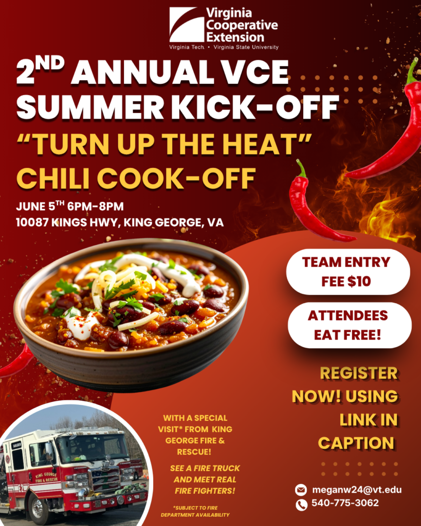 Virginia Cooperative Extension 2nd Annual Summer Kickoff: “Turn up the heat!” Chili cook-off